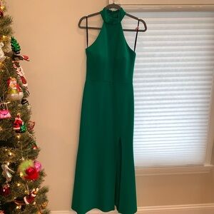Aqua Vibrant Green Halter Neck Gown